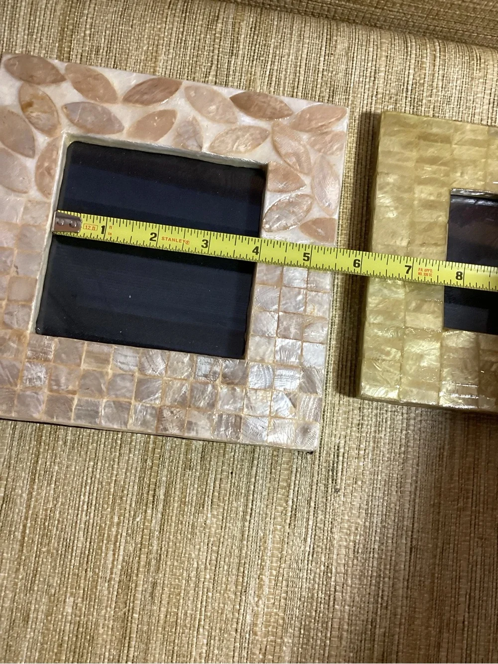 Gold and Champagne Mosaic Capiz  Shell Square Picture Frames -